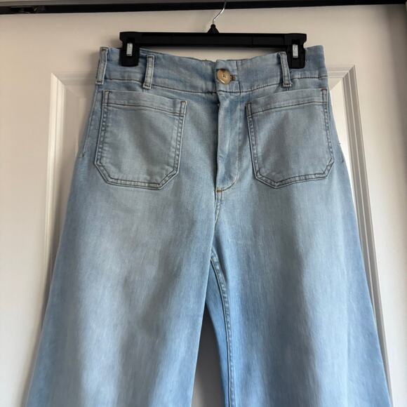 Anthropologie Maeve The Colette Crop High-Rise Wide-Leg Jeans Blue Sz 28P - Picture 4 of 11